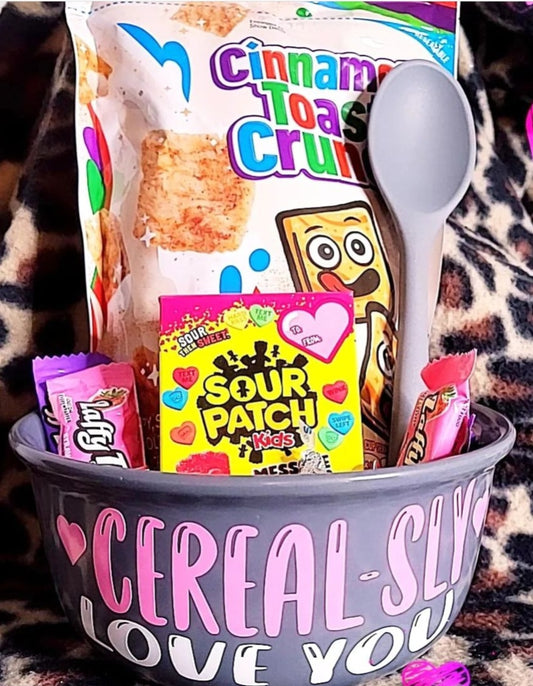 "Cereal-sly" love you and love you "oodles and oodles" bowls